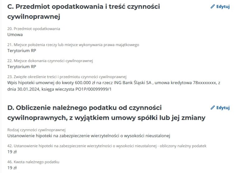 PCC 3 instrukcja wypełniania deklaracji Wpis hipoteki Bożena Myszczyszyn